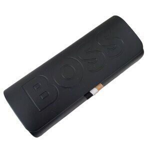 BOSS Eyeglass Case Hard Shell Case Sunglass Case Black & Tan NEWER